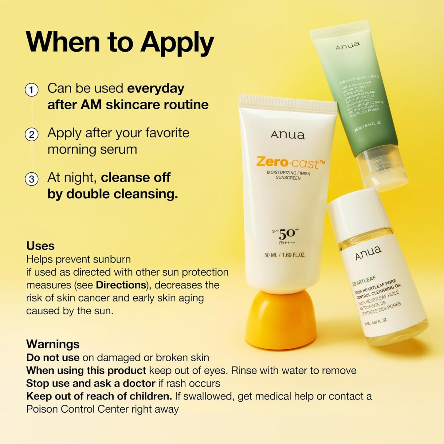 ANUA Zero-cast SPF 50+ PA++++ Crème Solaire