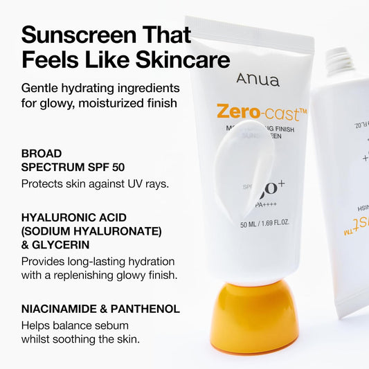 ANUA Zero-cast SPF 50+ PA++++ Crème Solaire